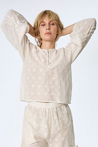 Himalaya Clothing Langarmbluse Baumwollbluse mit Allover-Stickerei und Trom günstig online kaufen