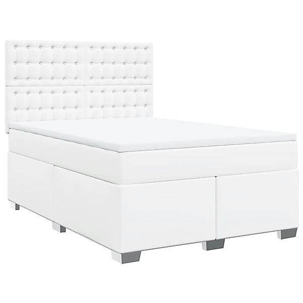 vidaXL Boxspringbett mit Matratze Weiß 160x200 cm Kunstleder 3290729 günstig online kaufen