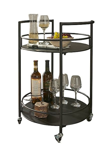 Dekoleidenschaft Servierwagen aus Metall, schwarz, Ø 46 x 69 cm, Getränkewa günstig online kaufen