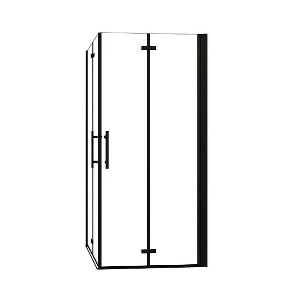 AICA 80x80cm Höhe 185cm Schwarz Falttür Duschtür Duschkabinen 6mm NANO ESG- günstig online kaufen