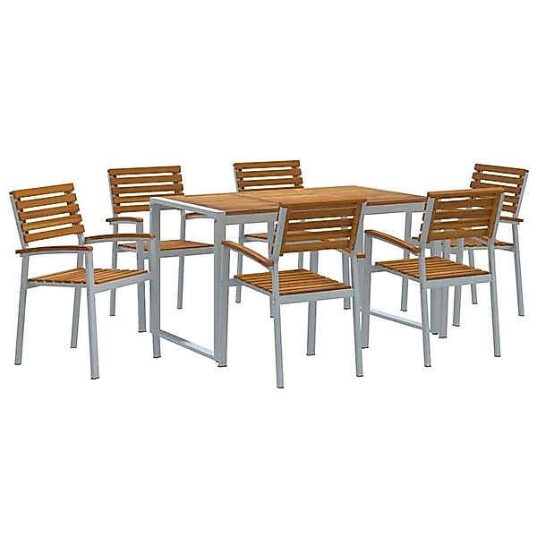 vidaXL Garten Essgruppe 7-Tlg Grau und Braun Akazie Massivholz 3284360 günstig online kaufen