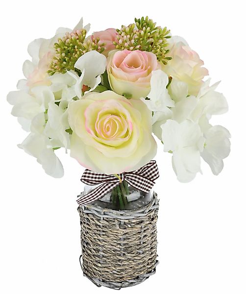 I.GE.A. Kunstblume "Bouquet Rosen Hortensie in Vase", Rosenstrauß Rose Blum günstig online kaufen