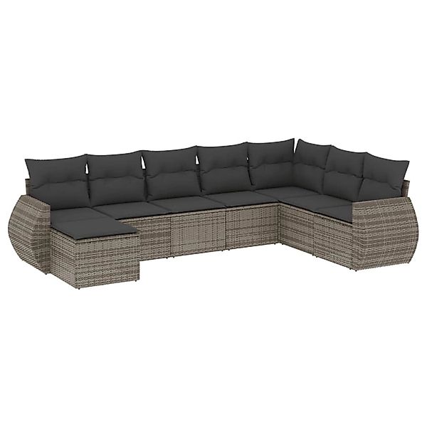 vidaXL 8-Tlg Garten-Sofagarnitur mit Kissen Grau Poly Rattan 3254097 günstig online kaufen