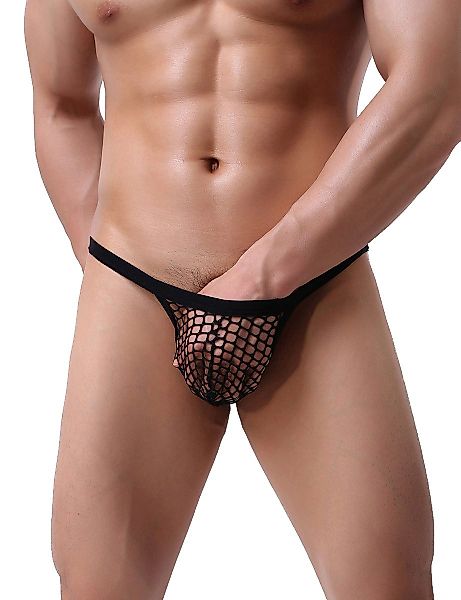 Lau-Fashion String Tanga Männer Schwarz Transparent günstig online kaufen
