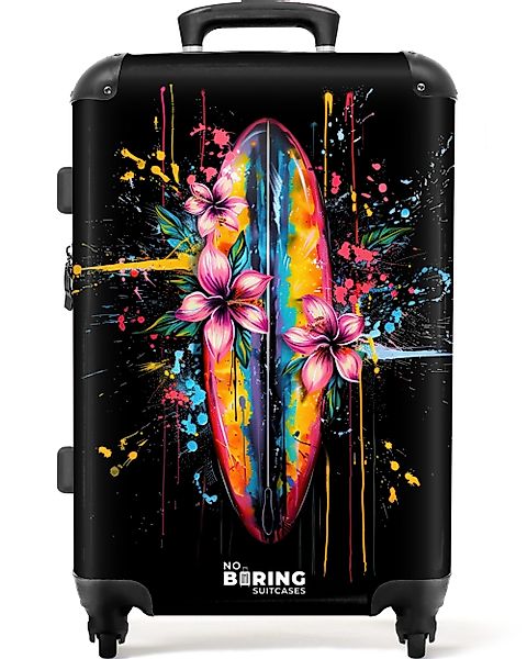 NoBoringSuitcases.com© Hartschalen-Trolley Buntes Surfbrett mit Blumen günstig online kaufen