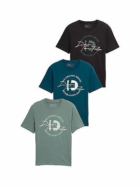 TOM TAILOR Denim T-Shirt, (Packung, 3 tlg.), mit Print günstig online kaufen