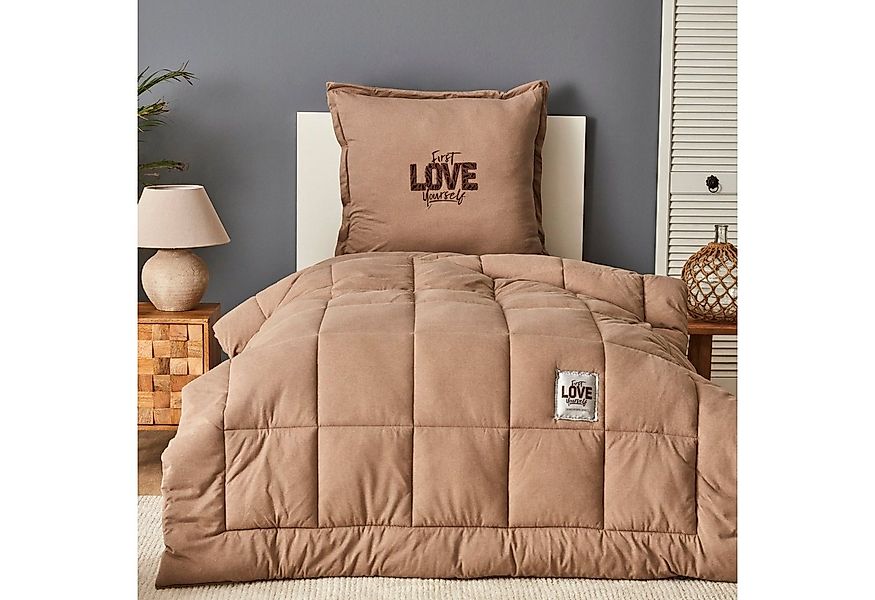 Karaca Home Bettwäsche Karaca Motto Beige 135X200 cm Baumwolle Comfort Schl günstig online kaufen