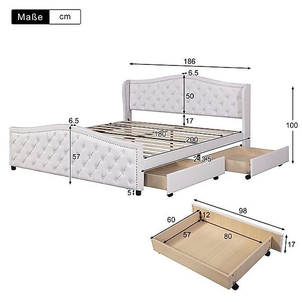 STILVORA Polsterbett STILVORA Doppelbett 180x200 mit Stauraum Jugendbett mi günstig online kaufen