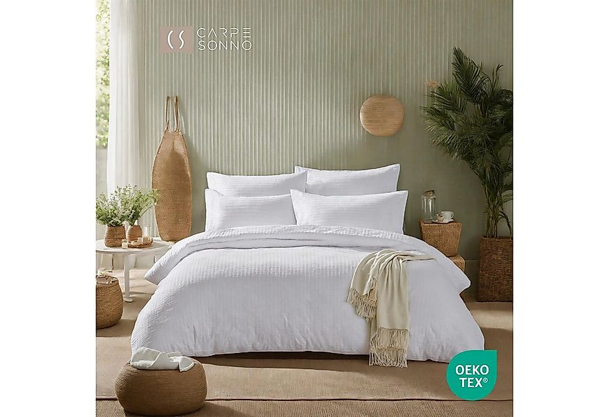 Carpe Sonno Bettwäsche Seersucker 135 x 200 155 x 220 Bügelfrei Sommer Uni günstig online kaufen