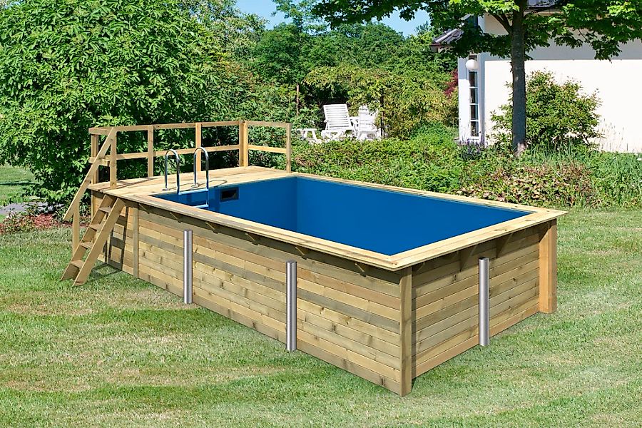 Karibu Rechteckpool "Malta A" BxLxH: 672x353x124cm, mit Sonnenterrasse günstig online kaufen