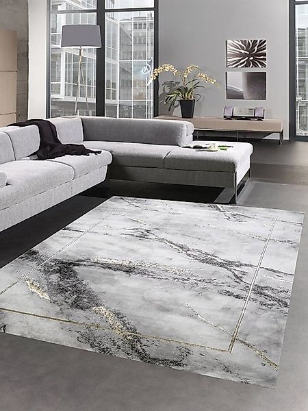 Carpetia Teppich Teppich modern Designerteppich Marmor Optik grau gold, qua günstig online kaufen