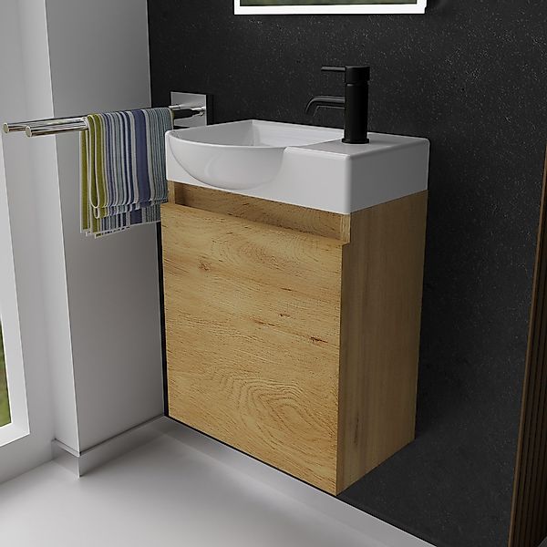 Alpenberger Badmöbel-Set Gäste WC Waschbecken mit Unterschrank - Hängeschra günstig online kaufen