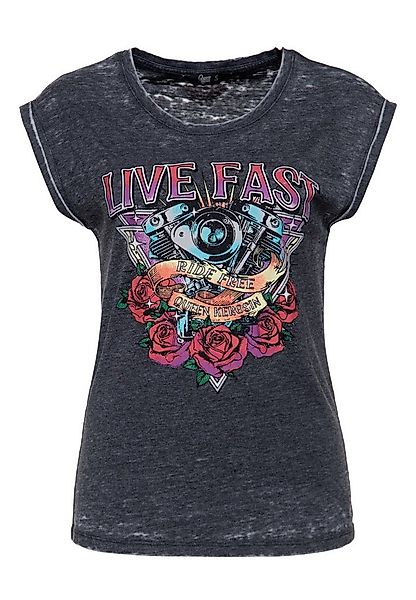 QueenKerosin Print-Shirt Live Fast (1-tlg) mit Biker-Print günstig online kaufen