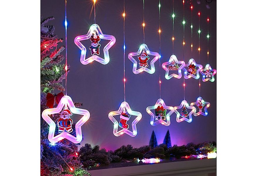 Merry 2024 LED-Lichtervorhang LED-Lichtervorhang mit Fernbedienung,3M LED W günstig online kaufen