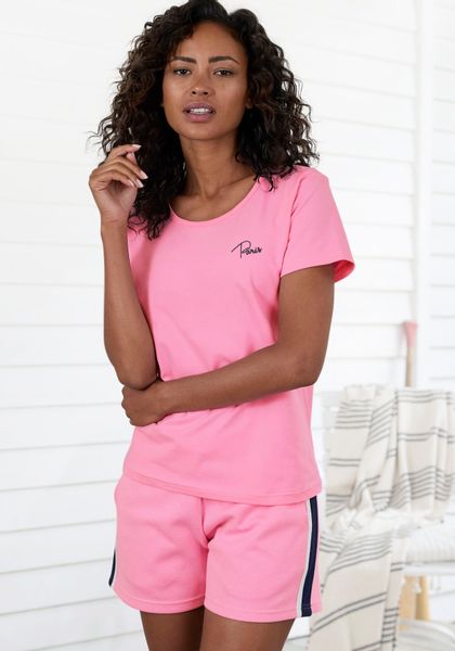 Vivance Kurzarmshirt T-Shirt mit Stickerei, Loungewear günstig online kaufen