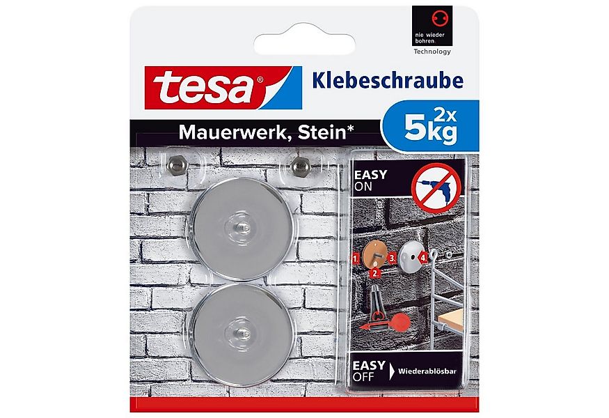 tesa Klebehaken 2x tesa Klebeschraube für Mauerwerk und Stein, Halteleistun günstig online kaufen