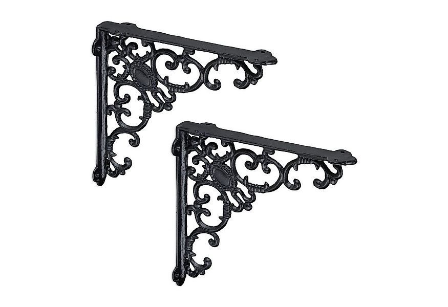 relaxdays Wandregalhalter 2er Set Regalwinkel antik, schwarz günstig online kaufen