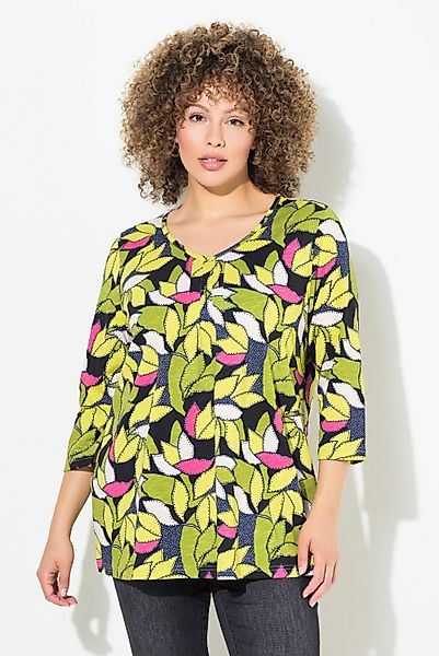 Ulla Popken Sweatshirt Shirt Blätter A-Linie günstig online kaufen