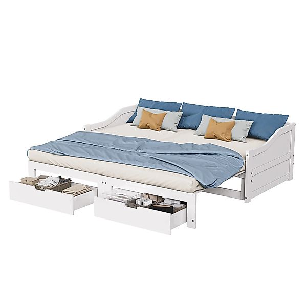 PXloue  Ausziehbar Tagesbett aus Massivholz mit 2 Schublade 90/180x200CM We günstig online kaufen