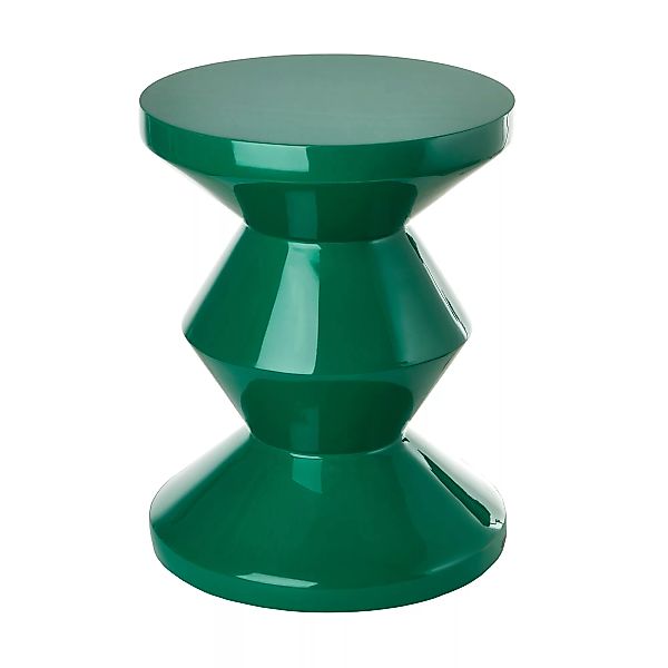 pols potten - Zig Zag Hocker - smaragdgrün/lackiert/H 46cm x Ø 35,5cm günstig online kaufen
