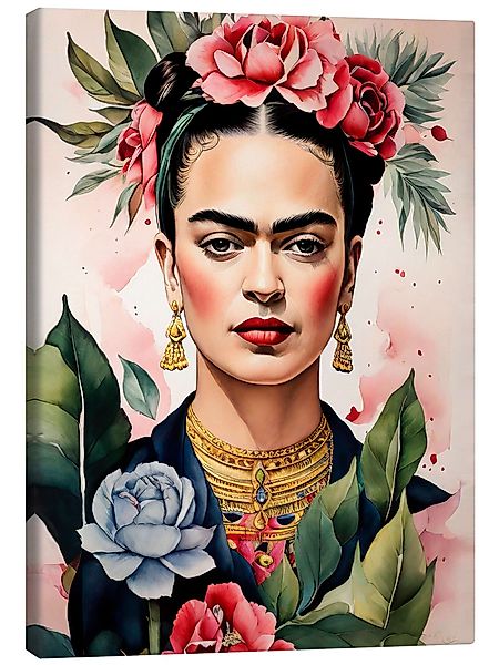 Posterlounge Wandbild Frida Kahlo mit Rosen, günstig online kaufen