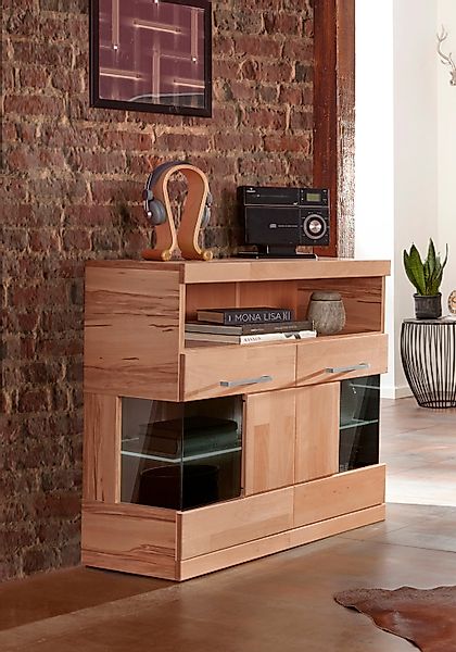 Home affaire Kommode "Ribe 85cm breit,35 cm tief, Fronten Massivholz,2 Türe günstig online kaufen