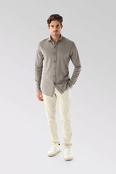 Jersey Hemd mit matter Optik Slim Fit Grau günstig online kaufen