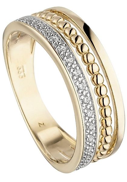 JOBO Fingerring Ring mit 17 Zirkonia, 333 Gold bicolor günstig online kaufen