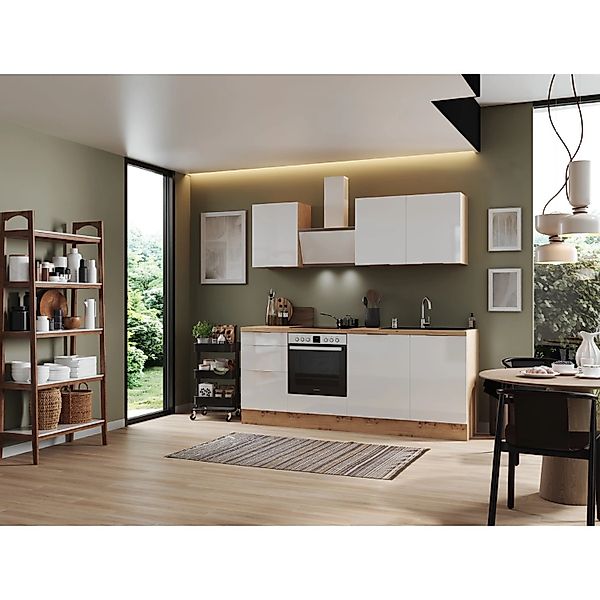 Respekta Selection Küchenzeile Elisabeth RS220AGH 220 cm Grau-Artisan Eiche günstig online kaufen