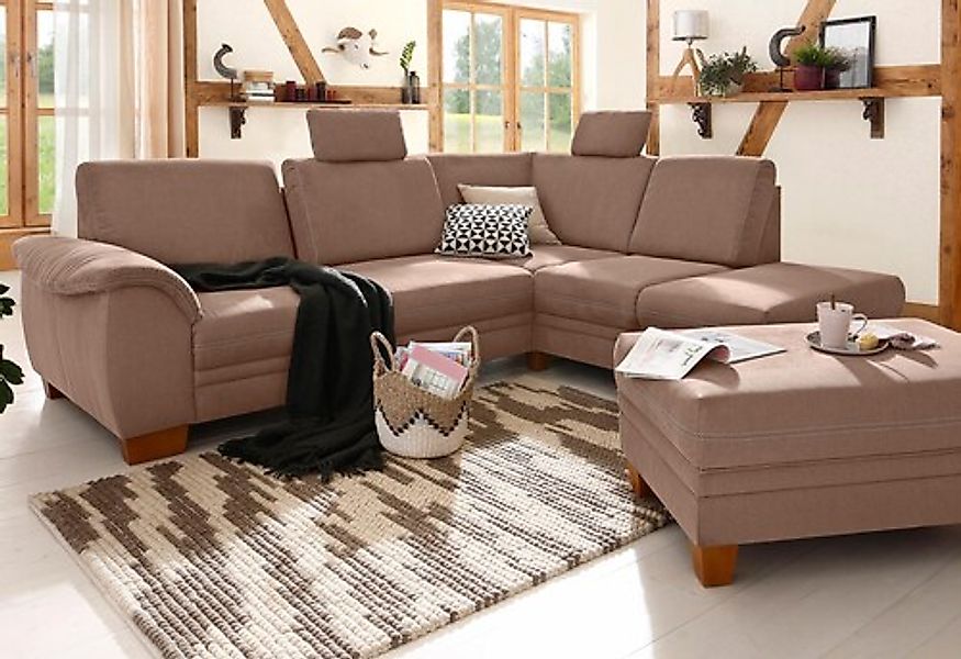 Home affaire Ecksofa »Husum L-Form« mit Sitztiefenverstellung, Federkern-Po günstig online kaufen
