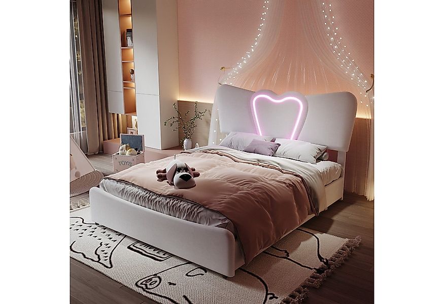 Furnishings Home Kinderbett Polsterbett Doppelbett LED Samtstoff (1-tlg., H günstig online kaufen