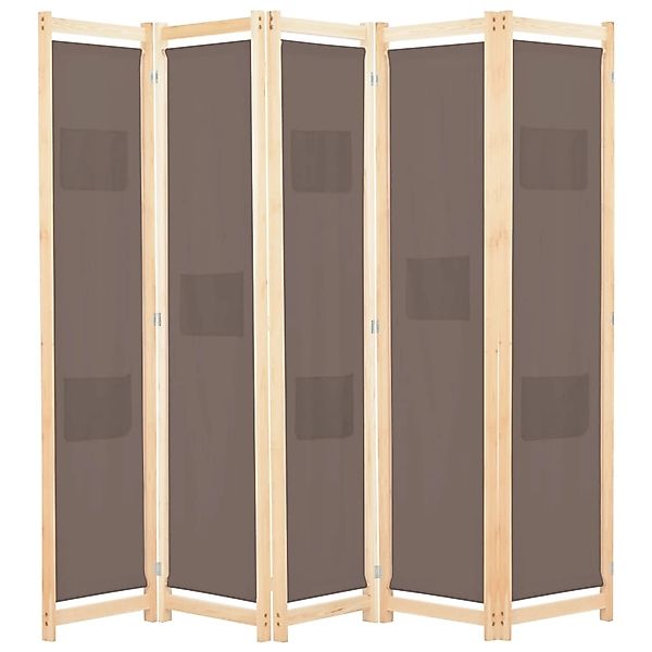 VidaXL 5-teiliger Raumteiler Braun 200 x 170 x 4 cm Stoff günstig online kaufen