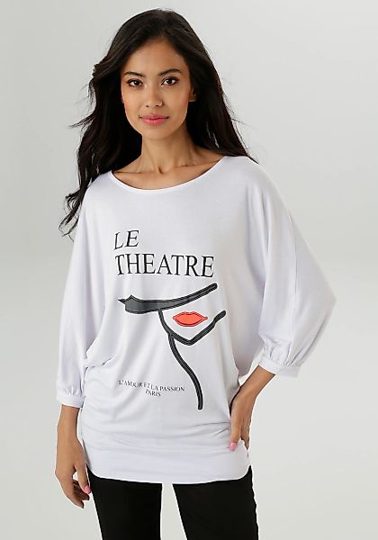 Aniston SELECTED 3/4-Arm-Shirt, mit femininen Druck und Statement-Schriftzu günstig online kaufen