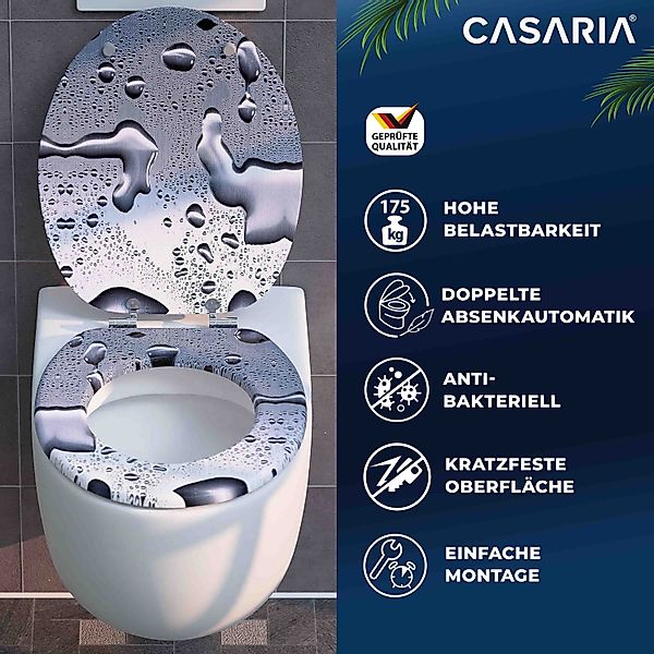 Casaria WC-Sitz, Doppelte Absenkautomatik MDF Holz hygienisch Toilettensitz günstig online kaufen