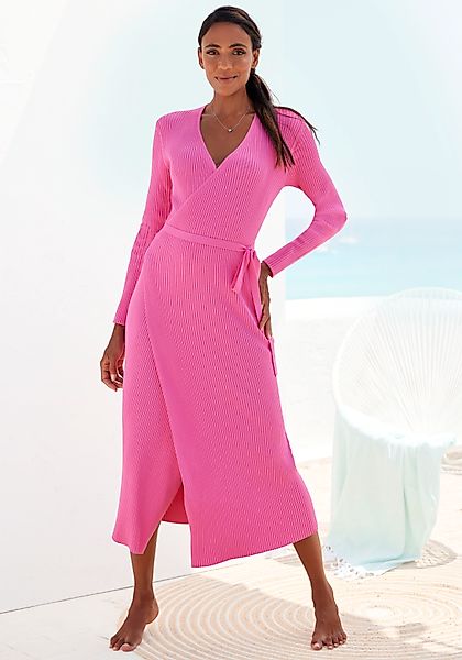 LASCANA Strickkleid, Loungekleid zum wickeln mit Taillengürtel, Loungewear günstig online kaufen