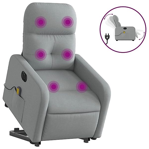 vidaXL Elektrischer Massagesessel mit Aufstehhilfe Hellgrau Stoff Modell 14 günstig online kaufen