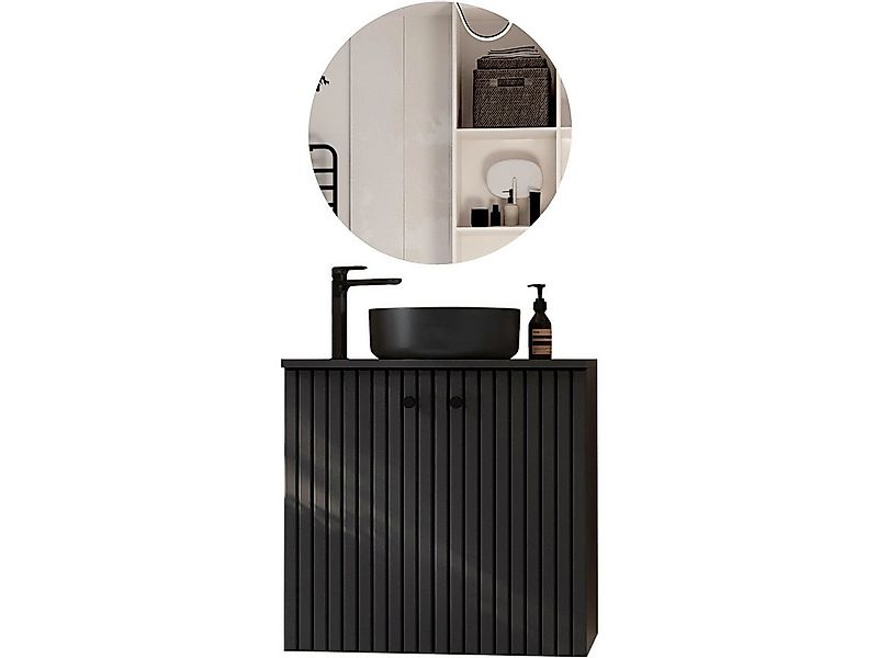 MOEBLINE Badezimmer-Set Badmöbel Set ASTRO MINI schwarz Waschbeckenuntersch günstig online kaufen