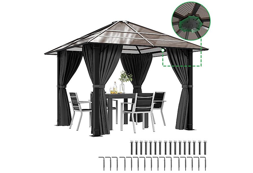 GUNJI Pavillon 3*3m/3*4m Gartenpavillon Aluminium Gazebo - Wasserdichtes Ga günstig online kaufen