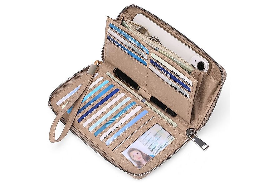 VEKROBOT Brieftasche Damen RFID Geldbörse Großvolumig mit Reißverschluss Fü günstig online kaufen