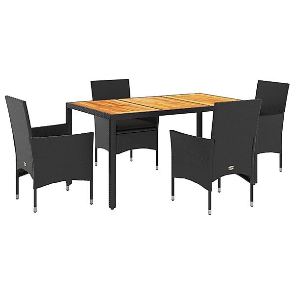 vidaXL 5-Tlg Garten-Essgruppe mit Kissen Schwarz Poly Rattan Akazie 3278671 günstig online kaufen