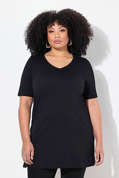 Ulla Popken Longshirt Longshirt A-Linie V-Ausschnitt Halbarm günstig online kaufen