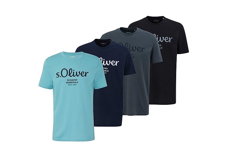 s.Oliver T-Shirt Herren T-Shirt 4er Pack Baumwolle Logo T-Shirt (Packung, 4 günstig online kaufen