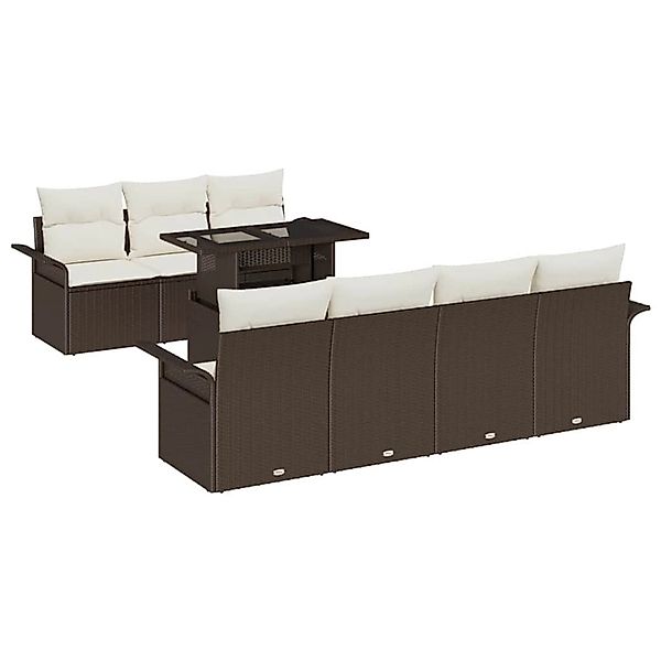 vidaXL Garten-Sofa-Set mit Kissen mit Speicher 8-Tlg Braun Poly Rattan 3356 günstig online kaufen