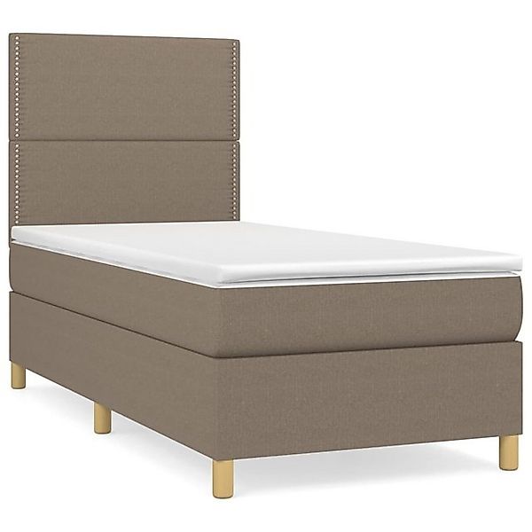 vidaXL Boxspringbett, Boxbett mit Matratze Taupe 90x200 cm Stoff günstig online kaufen