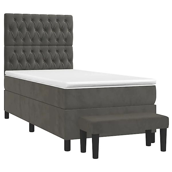 vidaXL Boxspringbett mit Matratze Dunkelgrau 80x200 cm Samt 3137990 günstig online kaufen