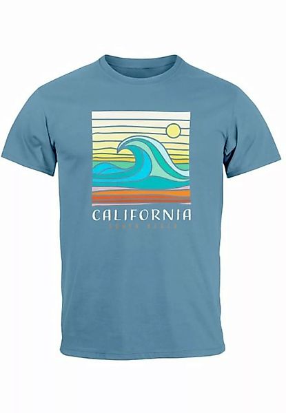 Neverless Print-Shirt Herren T-Shirt California South Beach Welle Wave Surf günstig online kaufen