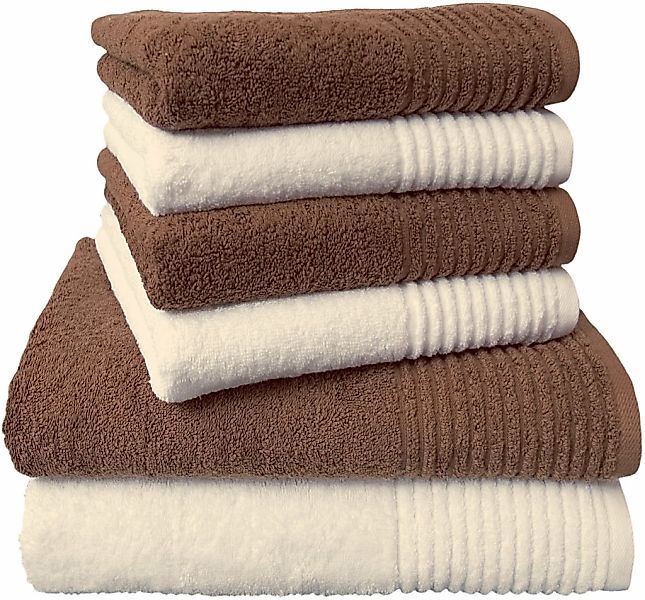 Dyckhoff Handtuch Set "Brillant" Set 6 Stk. Walkfrottee mit Streifenbordüre günstig online kaufen