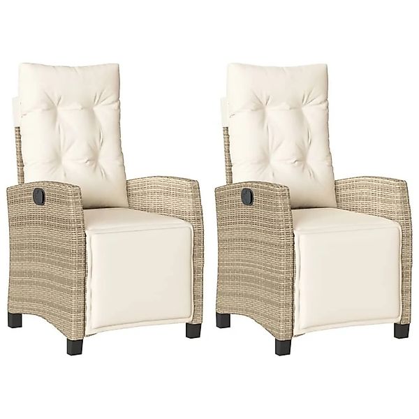vidaXL Gartensessel mit Fußteil 2 Stk Verstellbar Beige Poly Rattan 365244 günstig online kaufen