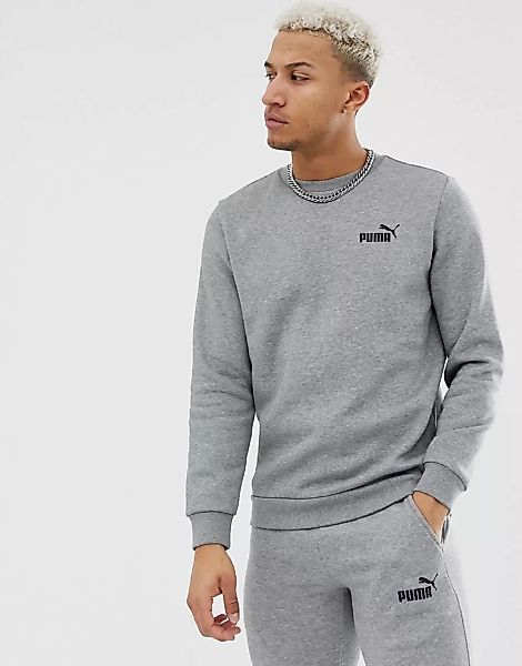 Puma – Essentials – Sweatshirt mit kleinem Logo in Grau günstig online kaufen