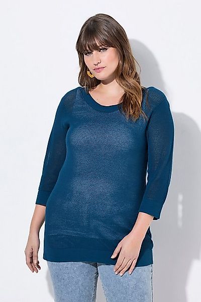 Ulla Popken Strickpullover Pullover U-Boot-Ausschnitt 3/4-Arm Biobaumwolle günstig online kaufen